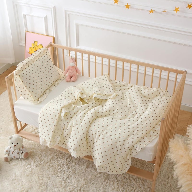 CLoucl 100% Cotton Muslin Crib Comforter/Quilt,Ultra Soft Cozy Reversible Baby Blanket,All Season Toddler Blankets for Boys and Girls, Machine Washable,41"x48" - Image 2